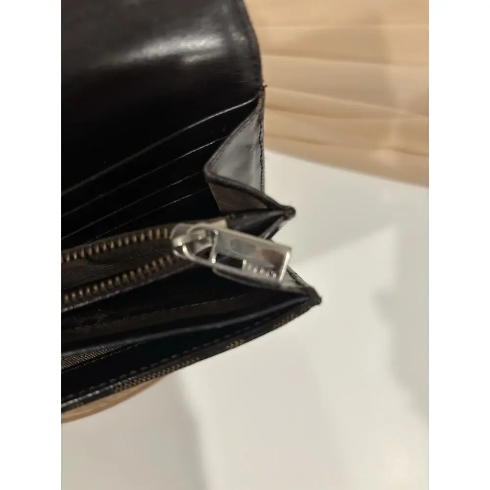 Fendi FF Zucca Logo Long Clutch Flap Wallet Credit Card Zipper Brown Black